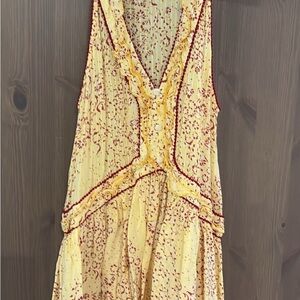 Poupette St. Barth Yellow Floral Sleeveless Beach Coverup